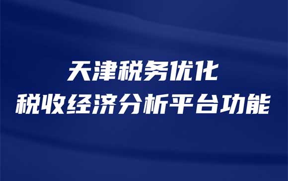 天津税务优化税收经济分析平台功能